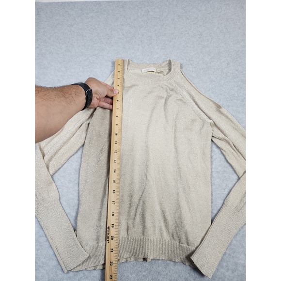 Ramy Brook Women's Metallic Gold Sparkly Cold Shoulder Long Sleeve Top Size‎ XS - Picture 6 of 11